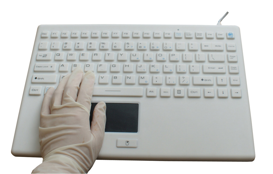 Sterile clean medical silicone keyboard with touchpad and antigerm coating