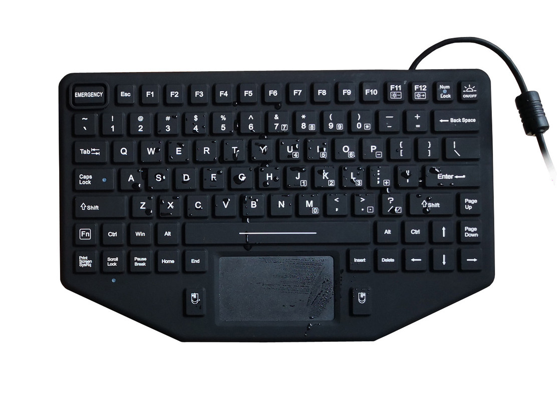 89 keys rugged black silicone military keyboard with EMC 1.8m coiled