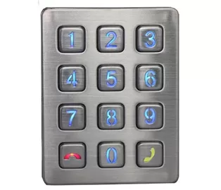 China Weather proof illuminated 12 keys stainless steel access door control keypad with CE cert supplier