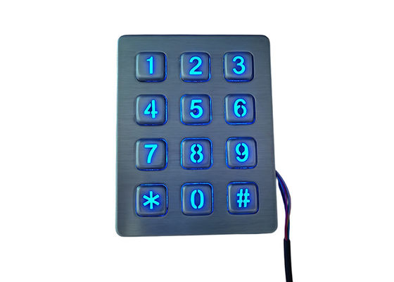 China Industrial Kiosk keypad stainless steel with panel mount 12 keys , Metallic Keypad supplier