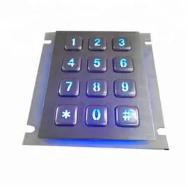 China LED backlit waterproof industrial metal keypad with 12 keys and USB for metal kiosk supplier