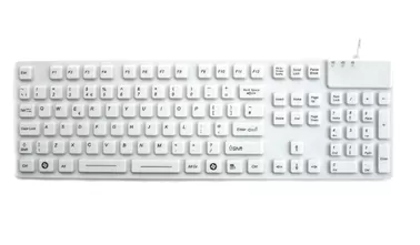 China Full size IP68 antimicrobial medical silicone keyboard with big keys and two-color logo supplier