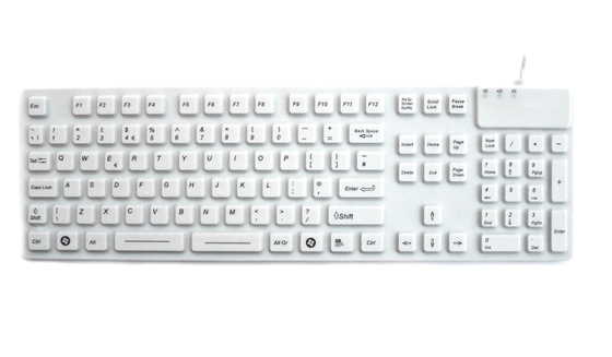 China Full size IP68 antimicrobial medical silicone keyboard with big keys and two-color logo supplier