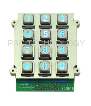 water proof 3 x 4 backlit keypad with mini size for kiosk / public phone supplier