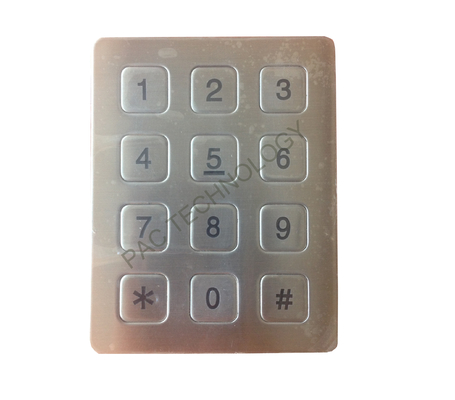 Standard vandal proof water proof 12 keys metal keypad for vending machine supplier