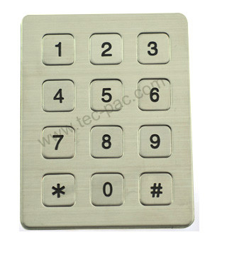 Vandal proof water proof 3 x 4 indusrtial metal keypad with numbers for kiosk vending machine supplier