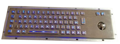 Backlit 67 keys panel mount industrial keyboard with washable trackball supplier