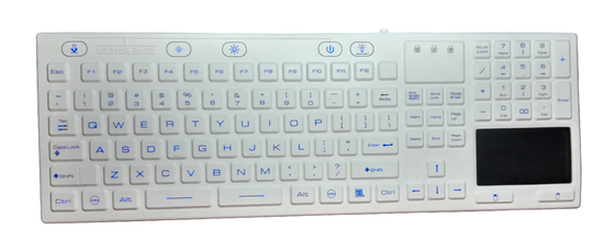 Illuminated industrial IP68 washable keyboard with touch screen mouse for medical supplier