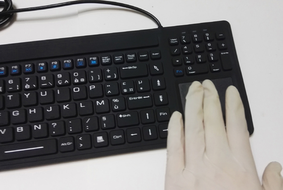 Antibacterial IP68 medical Hegelian keyboard with tracking pad and European language supplier