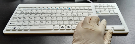 Antibacterial and IP68 dishwasher safe medical hygienic silicone keyboard for gloves use supplier