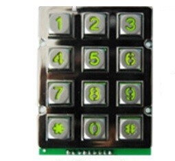 China backlight  industrial metal keypad for door system, 3x4 12 keys keyboard for Taiwan supplier