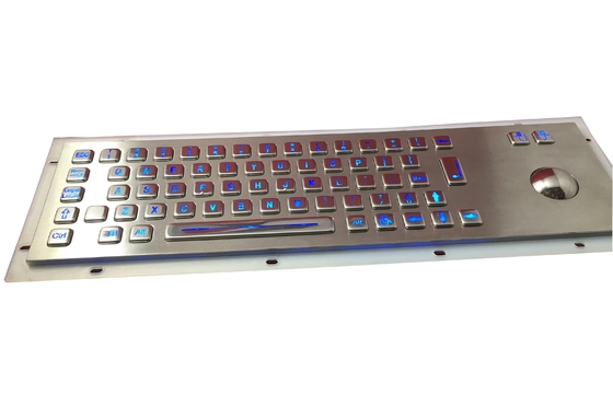 IP65 illuminated metallic kiosk industrial keyboard with trackball, OEM keyboard supplier