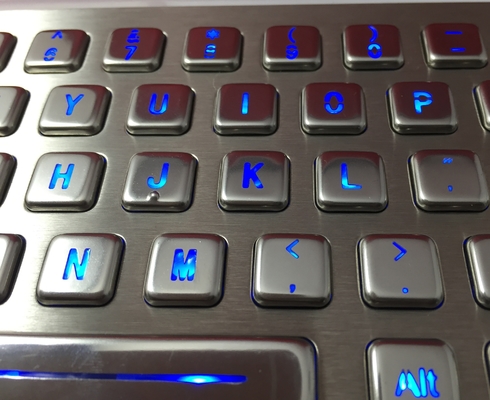 Backlight IP65 waterproof vandal proof industrial metal keyboard with trackball supplier