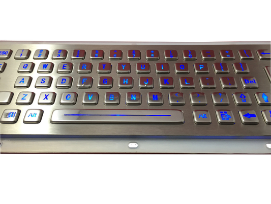 IP65 illuminated metallic kiosk industrial keyboard with trackball, OEM keyboard supplier