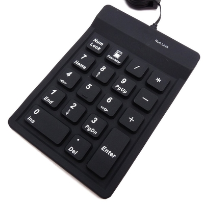 Silicone rubber numeric 18 key keypad with retractable USB cable with black or other color supplier