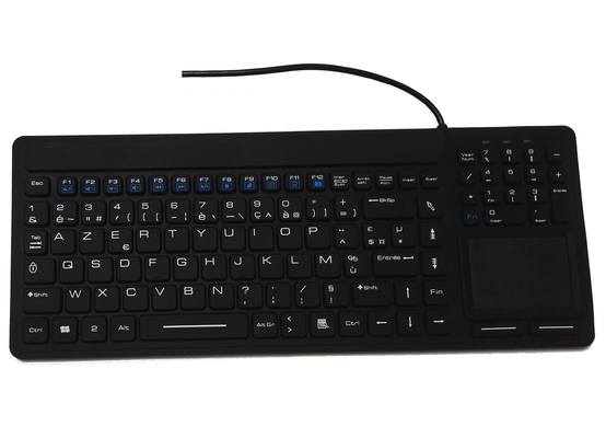 IP68 medical certified silicone USB keyboard with touch screen, black and white supplier