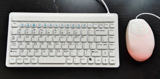 Small white antibacterial silicone keyboard with 88keys and mouse combo for food processing supplier