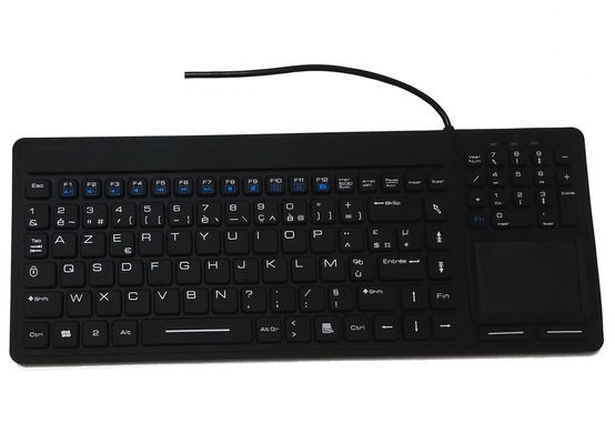 AZERTY industrial keyboard mouse combo with trackpad cleanable by medical alcohol supplier