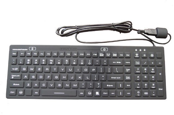 Cleanable medical keyboard with washable 106 rubber Italian keys black or white or red supplier
