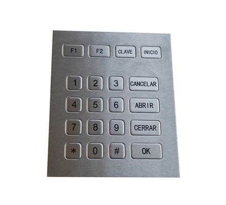 Spanish TTL industrial metal keypad with 20 flat flat keys and Braille symbol supplier