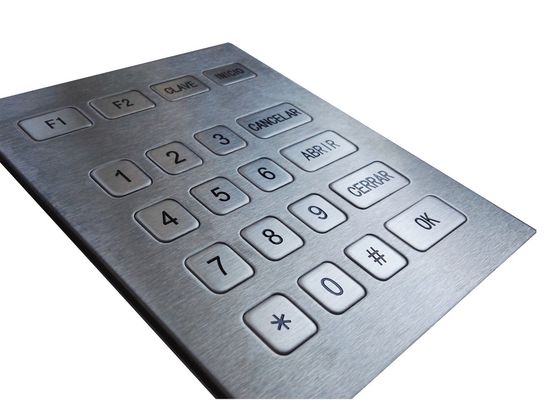 Spanish TTL industrial metal keypad with 20 flat flat keys and Braille symbol supplier