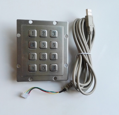 IP65 water proof stainless steel industrial metal keypad with 3 x 4 numeric keys and blue LED supplier