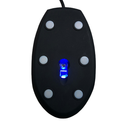 Black color water proof medical mouse with blue optical LED light, silicone waterproof mouse supplier