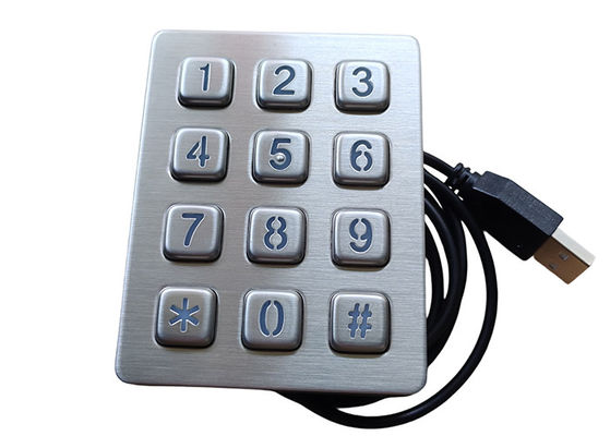 Industrial Kiosk keypad stainless steel with panel mount 12 keys , Metallic Keypad supplier
