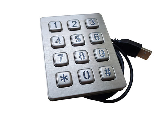 Industrial Kiosk keypad stainless steel with panel mount 12 keys , Metallic Keypad supplier