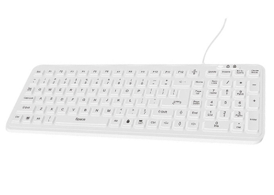 Korean Clean FLAT Medical Keyboard with white backlit supporting hospital-grade cleaners supplier