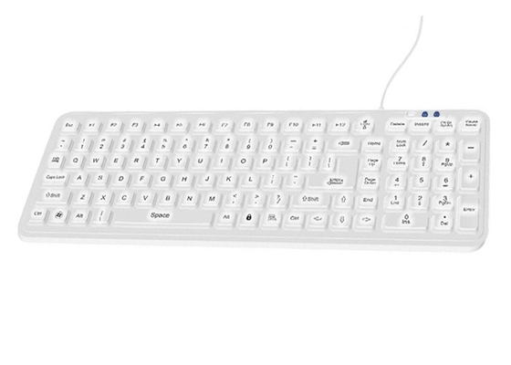 Korean Clean FLAT Medical Keyboard with white backlit supporting hospital-grade cleaners supplier
