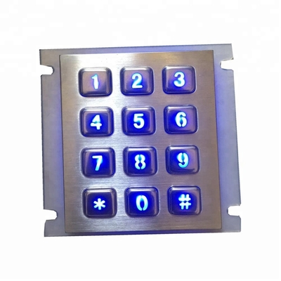 LED backlit waterproof industrial metal keypad with 12 keys and USB for metal kiosk supplier