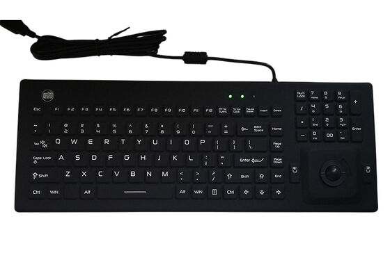 IP68 industrial keyboard with black 107 keys and black optical trackball supplier