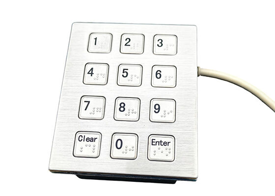 Braille industrial metal keypad with 12 keys RS232 interface and UART cable supplier