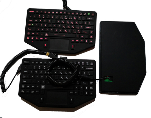 89 keys IP65 military keyboard with sealed touchpad and coiled USB for mobile vehicle supplier