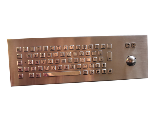 Stand alone 67-key industrial metal keyboard with mechanical trackball and IC cert supplier