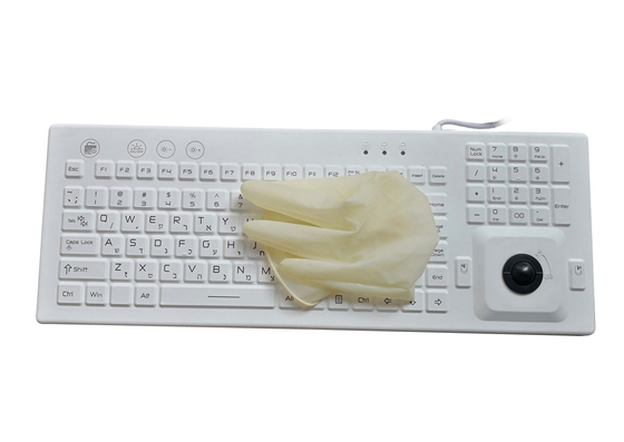 English Hebrew computer industrial keyboard with optical trackball and six feet for metal cart supplier