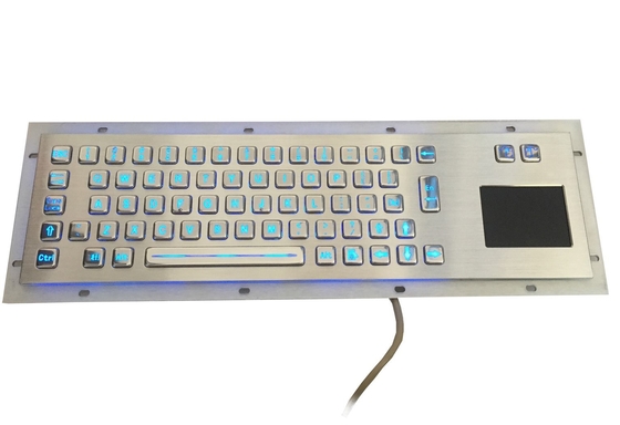 66 keys durable S304 industrial metal keyboard with touchpad and blue backlight supplier