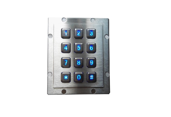 Blue backlighting industrial metal keypad with 4 x 3 and USB interface for kiosk supplier