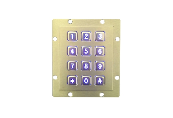 Blue backlighting industrial metal keypad with 4 x 3 and USB interface for kiosk supplier