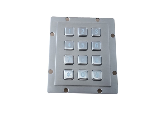 Blue backlighting industrial metal keypad with 4 x 3 and USB interface for kiosk supplier