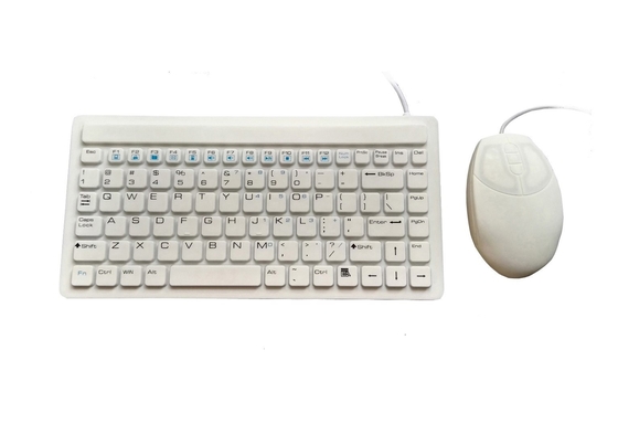 Small white antibacterial silicone keyboard with 88keys and mouse combo for food processing supplier