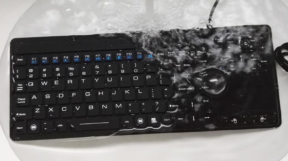 washable industrial keyboard with soft silent rubber keys and touchpad