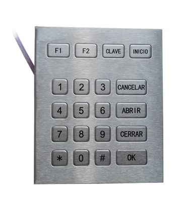 Spanish TTL industrial metal keypad with 20 flat flat keys and Braille symbol